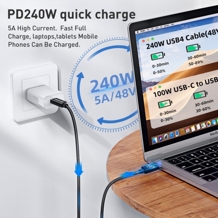 PD240W 40Gbps Dual Type-C USB4 Compatible Fast Charging Data Cable, Length:1.5m(Black) -  by buy2fix | Online Shopping UK | buy2fix