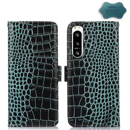 For Sony Xperia 5 IV Crocodile Top Layer Cowhide Leather Phone Case(Green) - Sony Cases by buy2fix | Online Shopping UK | buy2fix