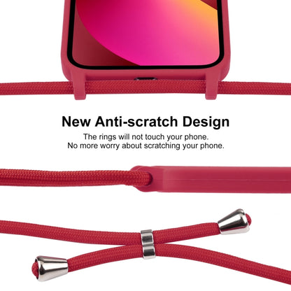 For iPhone 13 Crossbody Lanyard Liquid Silicone Case(Rose Red) - iPhone 13 Cases by buy2fix | Online Shopping UK | buy2fix