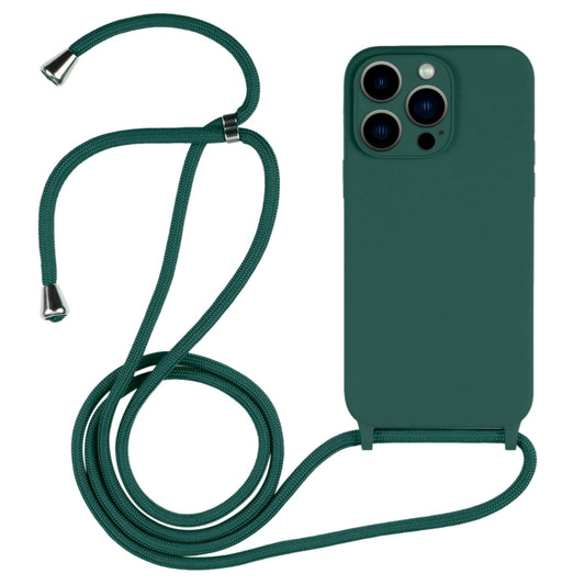 For iPhone 13 Pro Max Crossbody Lanyard Liquid Silicone Case(Pine Needle Green) - iPhone 13 Pro Max Cases by buy2fix | Online Shopping UK | buy2fix