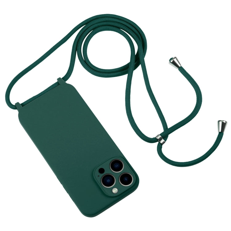 For iPhone 13 Pro Max Crossbody Lanyard Liquid Silicone Case(Pine Needle Green) - iPhone 13 Pro Max Cases by buy2fix | Online Shopping UK | buy2fix