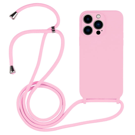 For iPhone 13 Pro Max Crossbody Lanyard Liquid Silicone Case(Pink) - iPhone 13 Pro Max Cases by buy2fix | Online Shopping UK | buy2fix