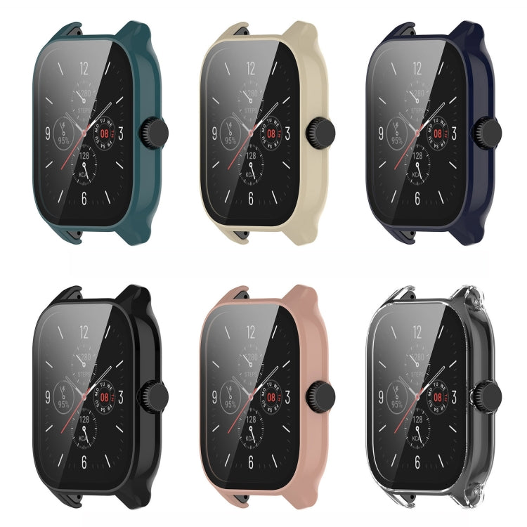 For Amazfit GTS 4 PC + Tempered Glass Integrated Protective Watch Case(Black) - Smart Wear by buy2fix | Online Shopping UK | buy2fix