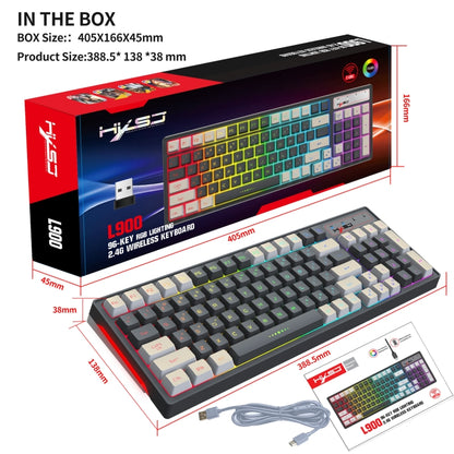 HXSJ L900 RGB Backlit Two-color Injection Keycaps 2.4G Wireless Keyboard - Wireless Keyboard by HXSJ | Online Shopping UK | buy2fix