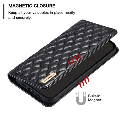 For Xiaomi Redmi Note 10 Pro / 10 Pro Max Diamond Lattice Magnetic Leather Flip Phone Case(Black) - Note 10 Pro Cases by buy2fix | Online Shopping UK | buy2fix