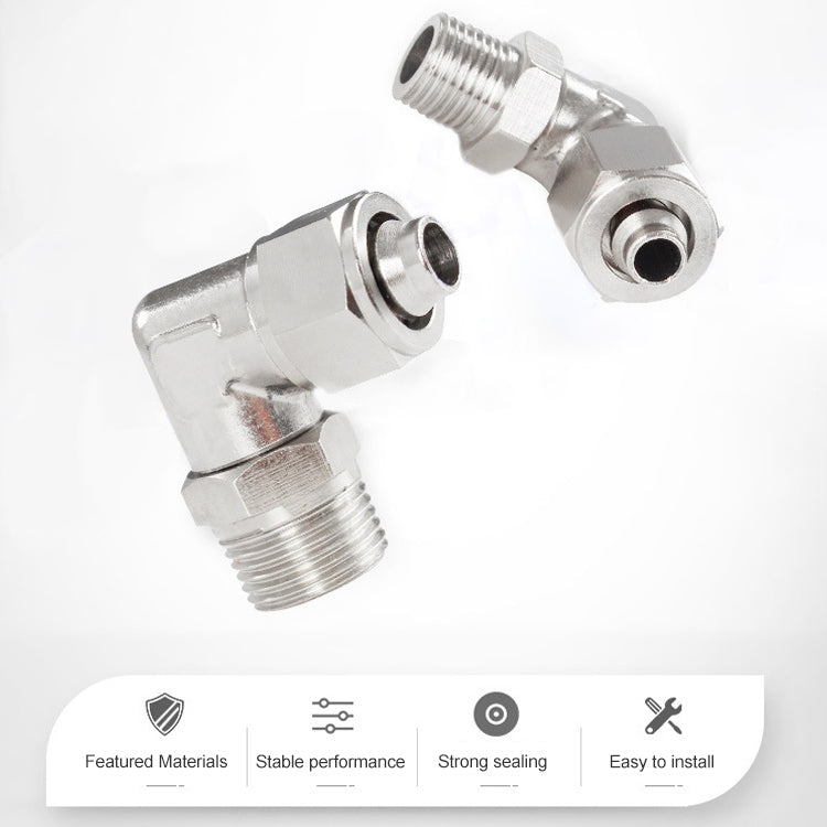PL10-04 LAIZE Nickel Plated Copper Trachea Quick Fitting Twist Swivel Elbow Lock Female Connector -  by LAIZE | Online Shopping UK | buy2fix