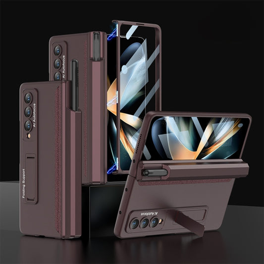 For Samsung Galaxy Z Fold4 GKK Integrated Magnetic Full Coverage Phone Case with Pen Drawer(Wine Red) - Galaxy Z Fold4 5G Cases by GKK | Online Shopping UK | buy2fix