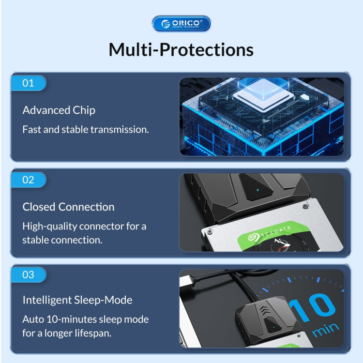 ORICO UTS2 USB 3.0 2.5-inch SATA HDD Adapter with Silicone Case, Cable Length:0.5m - USB to IDE / SATA by ORICO | Online Shopping UK | buy2fix