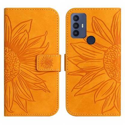 For TCL 30 SE/30E/306/305 Skin Feel Sun Flower Pattern Flip Leather Phone Case with Lanyard(Yellow) - More Brand by buy2fix | Online Shopping UK | buy2fix