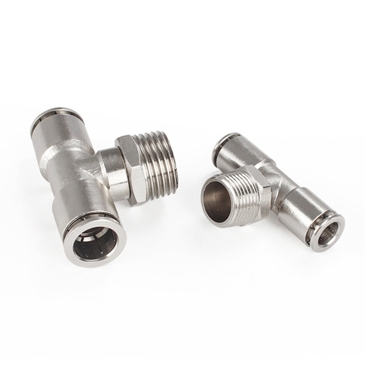 PB12-02 LAIZE Nickel Plated Copper Male Tee Branch Pneumatic Quick Connector - Interface Series by LAIZE | Online Shopping UK | buy2fix