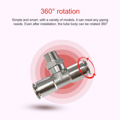 PB12-02 LAIZE Nickel Plated Copper Male Tee Branch Pneumatic Quick Connector - Interface Series by LAIZE | Online Shopping UK | buy2fix