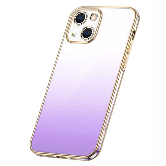 For iPhone 14 Plus SULADA Iridescence Series Plating Transparent Gradient Phone Case(Purple) - iPhone 14 Plus Cases by SULADA | Online Shopping UK | buy2fix