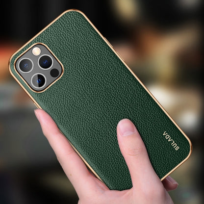 For iPhone 14 Pro SULADA Shockproof TPU + Handmade Leather Phone Case(Borwn) - iPhone 14 Pro Cases by SULADA | Online Shopping UK | buy2fix