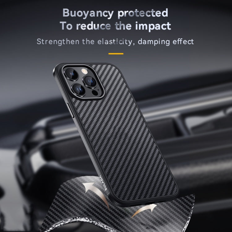 For iPhone 14 Pro SULADA Carbon Fiber Textured Shockproof Metal + TPU Frame Case(Black) - iPhone 14 Pro Cases by SULADA | Online Shopping UK | buy2fix