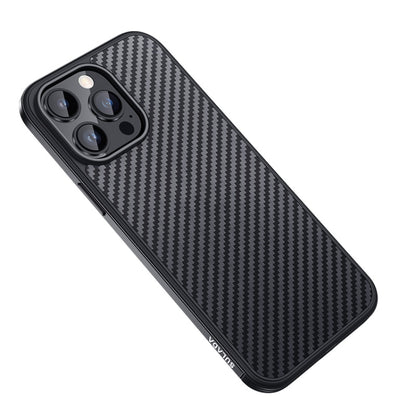 For iPhone 14 Pro Max SULADA Carbon Fiber Textured Shockproof Metal + TPU Frame Case(Black) - iPhone 14 Pro Max Cases by SULADA | Online Shopping UK | buy2fix