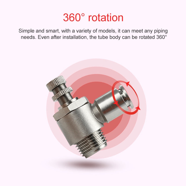 SL4-02 LAIZE Nickel Plated Copper Male Thread Throttle Valve Pneumatic Connector - Interface Series by LAIZE | Online Shopping UK | buy2fix