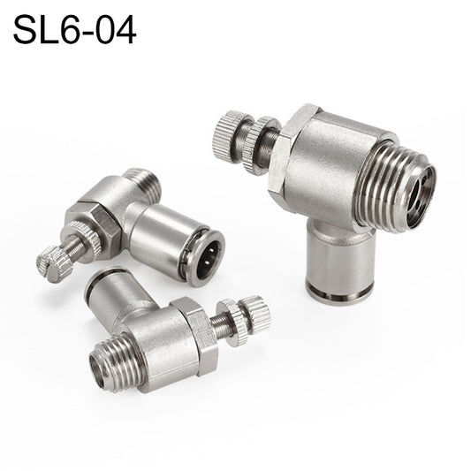 SL6-04 LAIZE Nickel Plated Copper Male Thread Throttle Valve Pneumatic Connector - Interface Series by LAIZE | Online Shopping UK | buy2fix