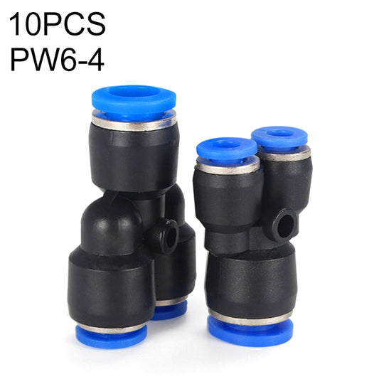 PW6-4 LAIZE 10pcs Plastic Y-type Tee Reducing Pneumatic Quick Fitting Connector -  by LAIZE | Online Shopping UK | buy2fix