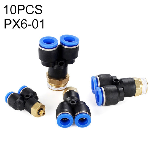 PX6-01 LAIZE 10pcs Plastic Y-type Tee Male Thread Pneumatic Quick Connector -  by LAIZE | Online Shopping UK | buy2fix