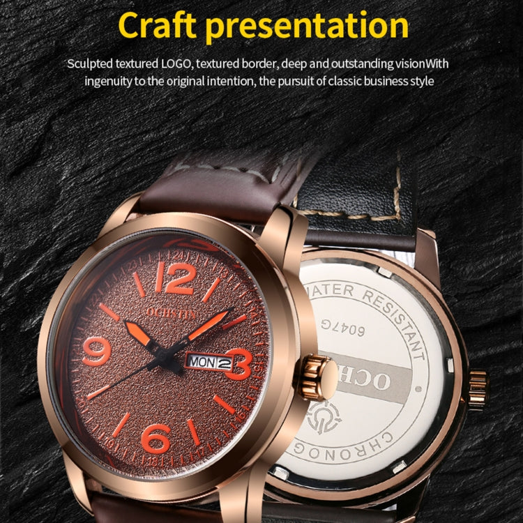 Ochstin 6047B Business Style Quartz Men Leather Watch(Coffee+Coffee) - Leather Strap Watches by OCHSTIN | Online Shopping UK | buy2fix