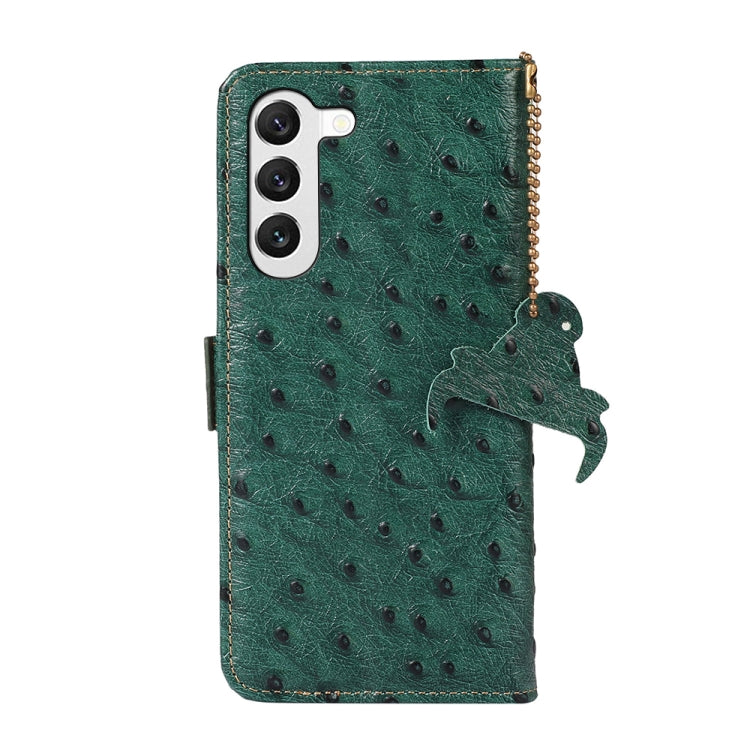 For Samsung Galaxy S23 5G Ostrich Pattern Genuine Leather RFID Phone Case(Green) - Galaxy S23 5G Cases by buy2fix | Online Shopping UK | buy2fix