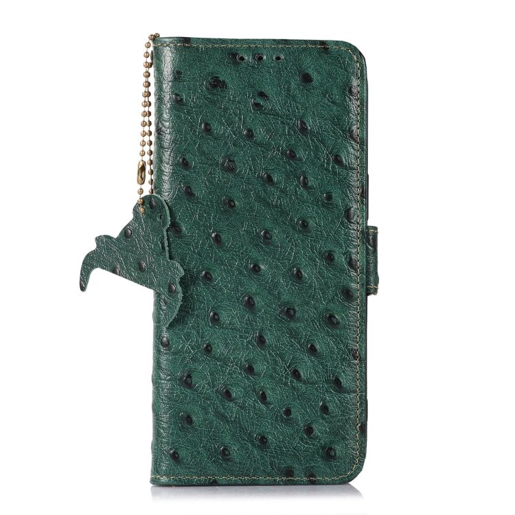 For Samsung Galaxy S22 5G Ostrich Pattern Genuine Leather RFID Phone Case(Green) - Galaxy S22 5G Cases by buy2fix | Online Shopping UK | buy2fix