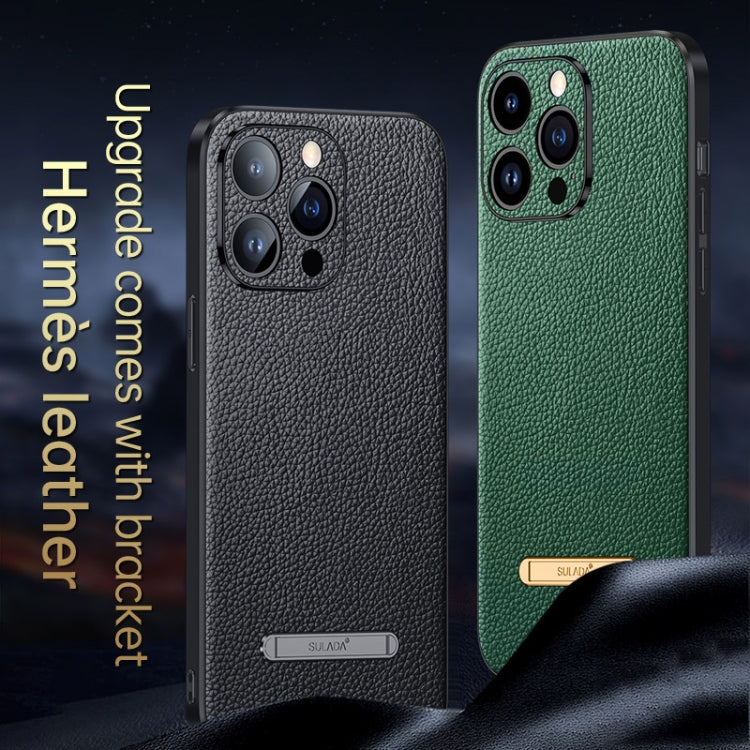 For iPhone 14 Pro SULADA Famous Artisan Series Litchi Leather PC + TPU Phone Case(Brown) - iPhone 14 Pro Cases by SULADA | Online Shopping UK | buy2fix