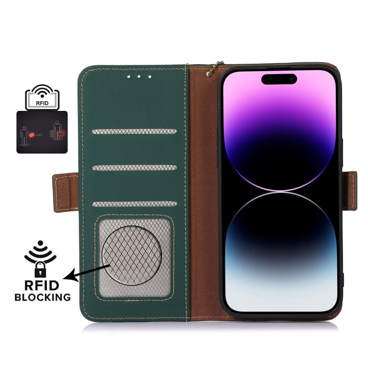 For Google Pixel 7 Pro Genuine Leather Magnetic RFID Leather Phone Case(Green) - Google Cases by buy2fix | Online Shopping UK | buy2fix