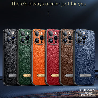For iPhone 14 Pro SULADA Invisible Bracket Leather Back Cover Phone Case(Orange) - iPhone 14 Pro Cases by SULADA | Online Shopping UK | buy2fix
