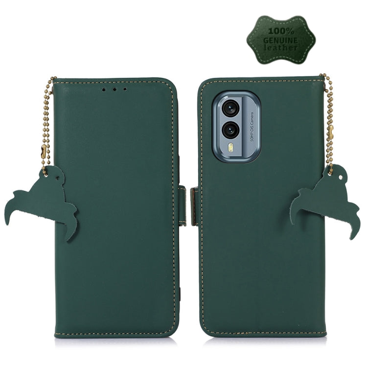 For Nokia X30 5G Genuine Leather Magnetic RFID Leather Phone Case(Green) - Nokia Cases by buy2fix | Online Shopping UK | buy2fix