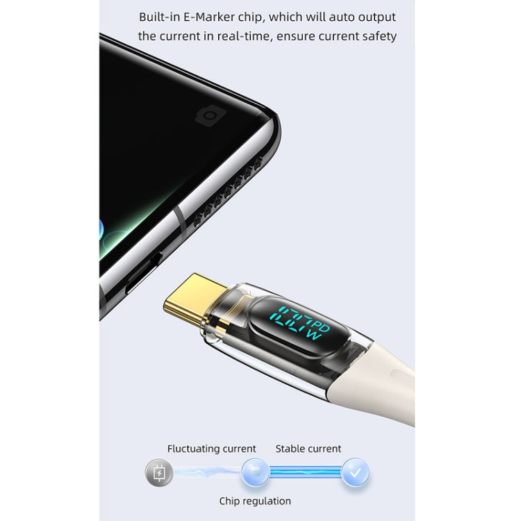 USAMS Type-C to Type-C PD100W Aluminum Alloy Transparent Digital Display Fast Charge Data Cable, Cable Length:2m(Black) -  by USAMS | Online Shopping UK | buy2fix