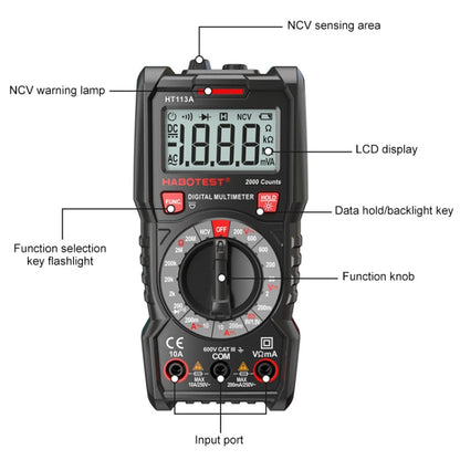 HABOTEST HT113C Automatic Range High-precision Digital Multimeter - Consumer Electronics by buy2fix | Online Shopping UK | buy2fix