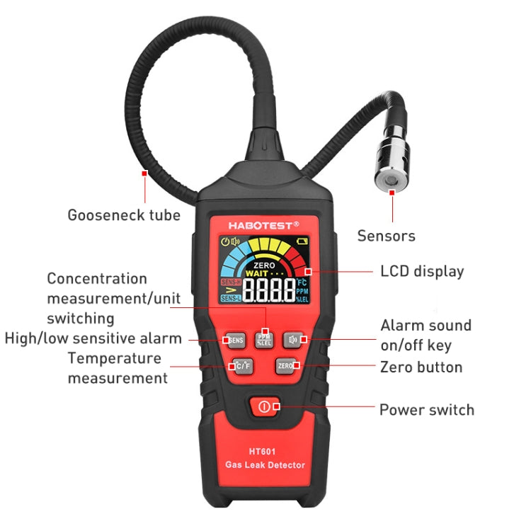 HABOTEST HT601B Combustible Gas Detector Thousand Battery Model with Numerical Display - Gas Monitor by HABOTEST | Online Shopping UK | buy2fix