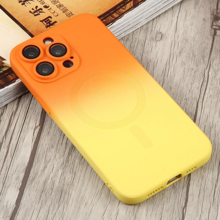 For iPhone 11 Liquid TPU Silicone Gradient MagSafe Phone Case(Orange Yellow) - iPhone 11 Cases by buy2fix | Online Shopping UK | buy2fix