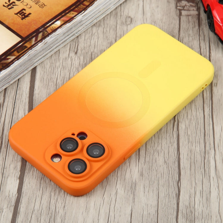 For iPhone 11 Liquid TPU Silicone Gradient MagSafe Phone Case(Orange Yellow) - iPhone 11 Cases by buy2fix | Online Shopping UK | buy2fix