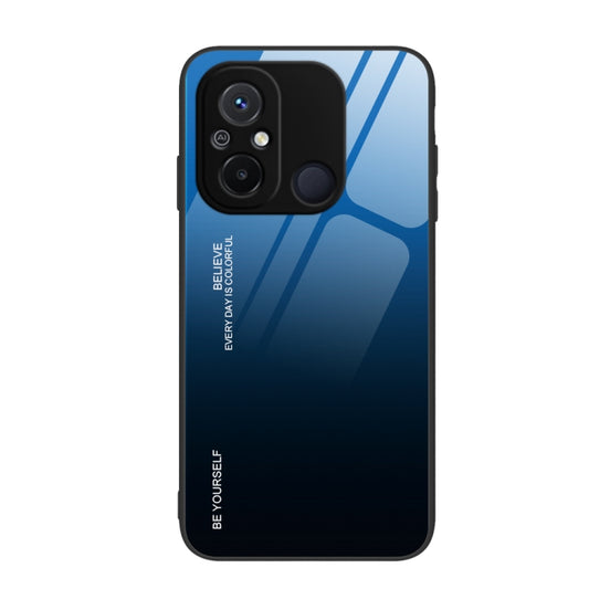 For Xiaomi Redmi 12C Gradient Color Glass Phone Case(Blue Black) - Xiaomi Cases by buy2fix | Online Shopping UK | buy2fix