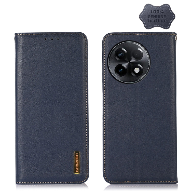 For OnePlus Ace 2 5G KHAZNEH Nappa Top Layer Cowhide Leather Phone Case(Blue) - OnePlus Cases by buy2fix | Online Shopping UK | buy2fix