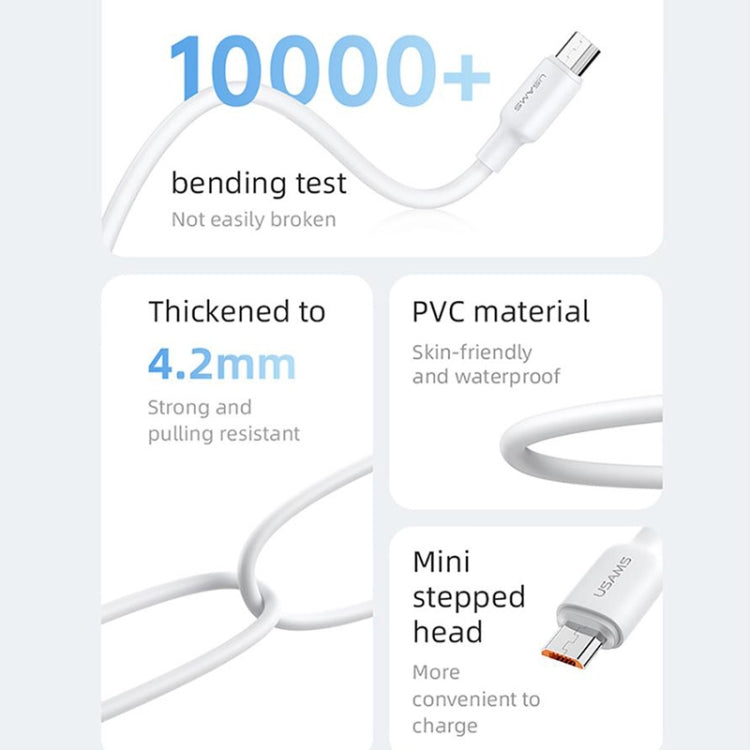 USAMS US-SJ609 U84 2A USB to Micro USB Charging Data Cable, Cable Length:3m(White) -  by USAMS | Online Shopping UK | buy2fix