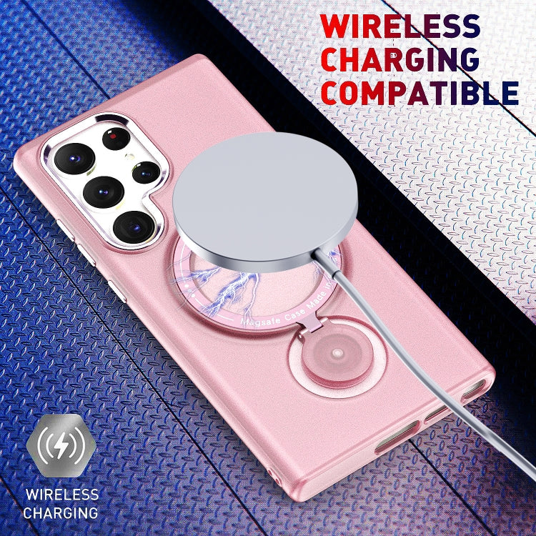 For Samsung Galaxy S23 Ultra 5G 360 Degree Rotation Holder MagSafe Magnetic Phone Case(Pink) - Galaxy S23 Ultra 5G Cases by buy2fix | Online Shopping UK | buy2fix