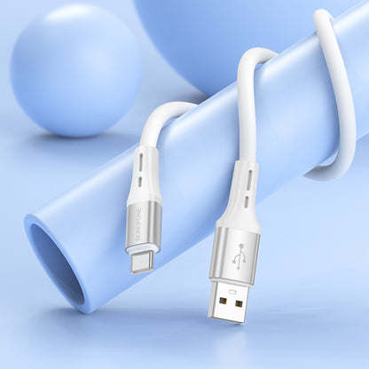 Borofone BX88 USB to Type-C Solid Silicone Charging Data Cable, Length:1m(White) -  by Borofone | Online Shopping UK | buy2fix