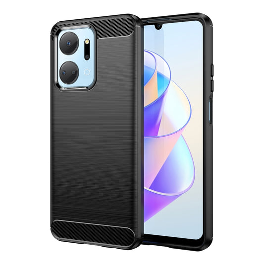 For Honor X7a Brushed Texture Carbon Fiber TPU Phone Case(Black) - Honor Cases by buy2fix | Online Shopping UK | buy2fix