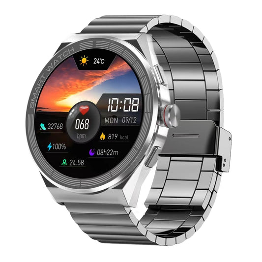 BM01 1.45 inch Steel Band IP68 Waterproof Smart Watch Support Bluetooth Call / NFC(Silver) - Smart Wear by buy2fix | Online Shopping UK | buy2fix