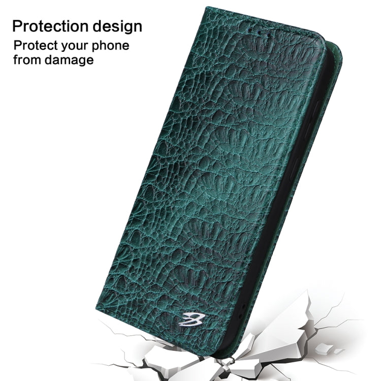 For Samsung Galaxy S23+ 5G Fierre Shann Crocodile Texture Magnetic Genuine Leather Phone Case(Green) - Galaxy S23+ 5G Cases by FIERRE SHANN | Online Shopping UK | buy2fix