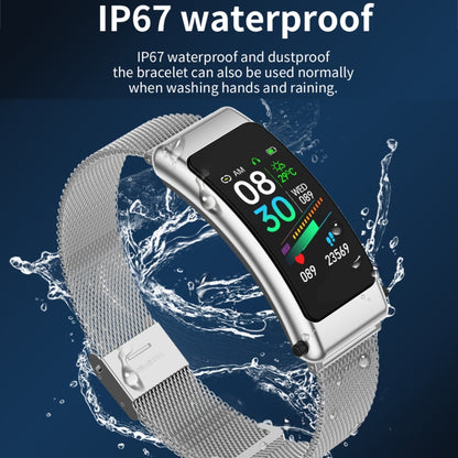 K50 1.08 inch Steel Band Earphone Detachable IP67 Waterproof Smart Watch Support Bluetooth Call(Silver) - Smart Wear by buy2fix | Online Shopping UK | buy2fix