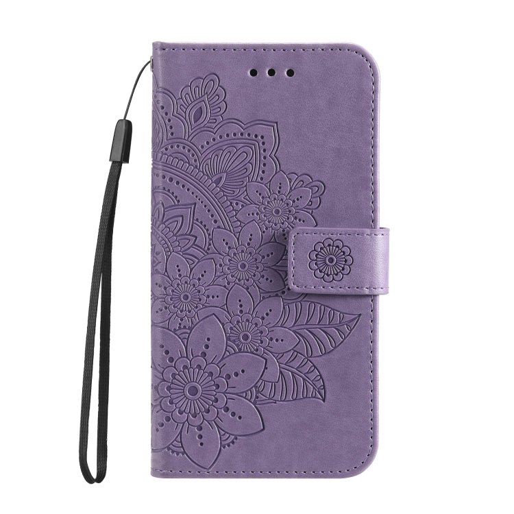 For Xiaomi Redmi 11A 4G/12C 7-petal Flowers Embossing Leather Phone Case(Light Purple) - Xiaomi Cases by buy2fix | Online Shopping UK | buy2fix