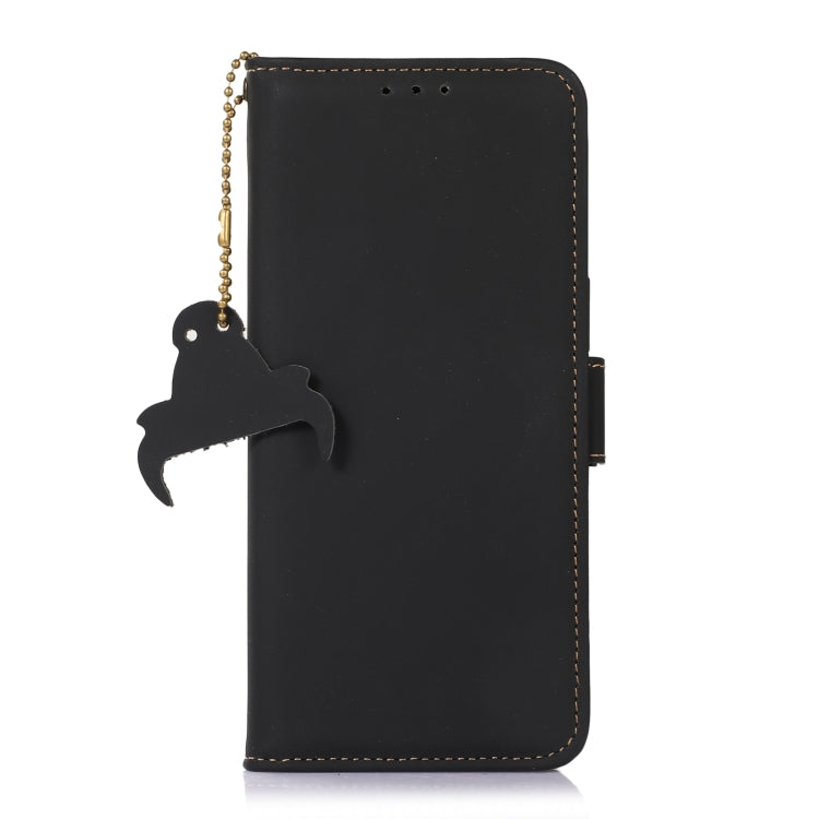 For Google Pixel 7a Genuine Leather Magnetic RFID Leather Phone Case(Black) - Google Cases by buy2fix | Online Shopping UK | buy2fix