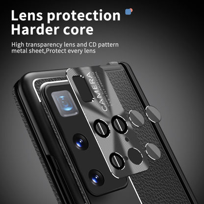 For Huawei Mate X2 Litchi Pattern Magnetic Shell Film Integrated Shockproof Phone Case(Black) - Huawei Cases by buy2fix | Online Shopping UK | buy2fix
