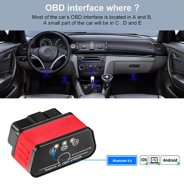 KONNWEI KW903 Bluetooth 5.0 OBD2 Car Fault Diagnostic Scan Tools Support IOS / Android(Black Red) - In Car by KONNWEI | Online Shopping UK | buy2fix