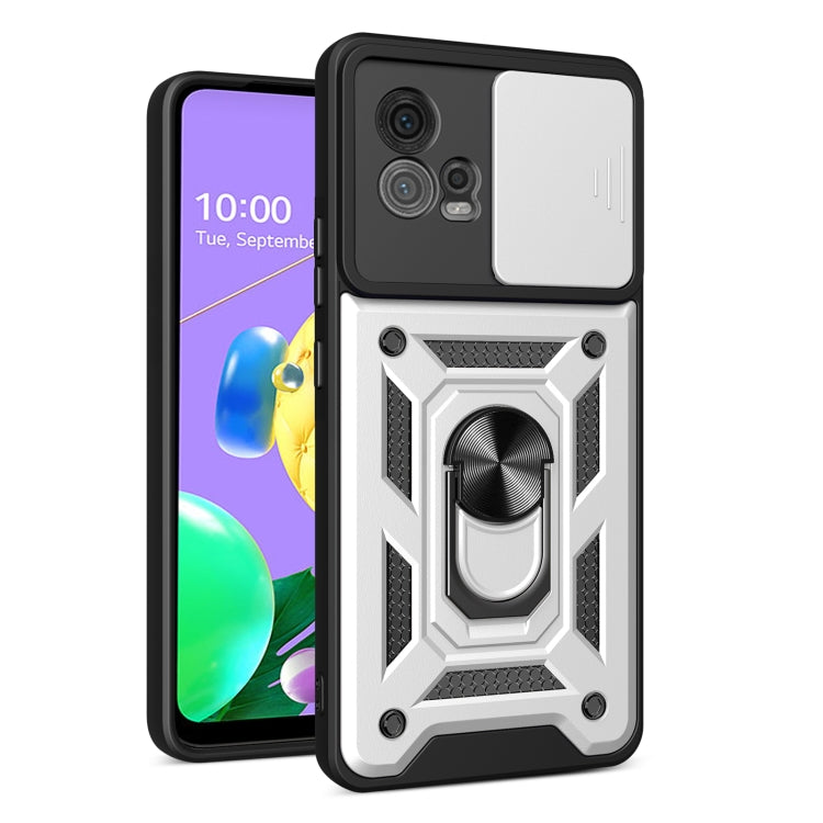 For Motorola Moto G72 Sliding Camera Cover Design TPU+PC Phone Case(Silver) - Motorola Cases by buy2fix | Online Shopping UK | buy2fix