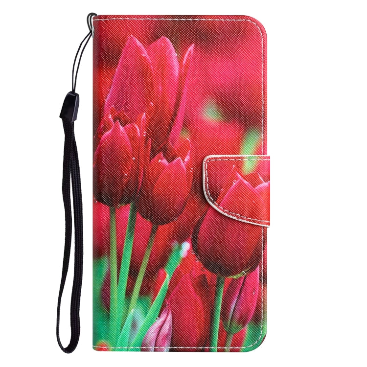 For Xiaomi Redmi 12C Colored Drawing Leather Phone Case(Tulips) - Xiaomi Cases by buy2fix | Online Shopping UK | buy2fix